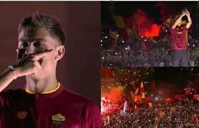 Paulo Dybala presented before thousands of Roma fans after moving to the Italian capital from Juventus